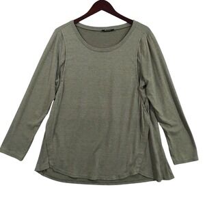 Quinee Shirt‎ Womens XL Green Scoop Neck Casual Long Sleeve Jersey Knit Top